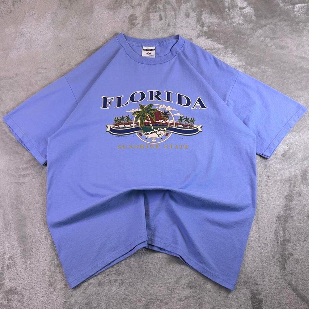 Vintage Florida Sunshine State T-Shirt XL Purple Blue Jerzees USA Made